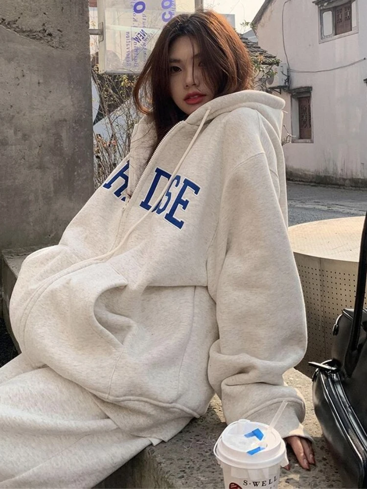 Deeptown Hip Hop Zip Up Hoodies Women Harajuku Vintage Oversized