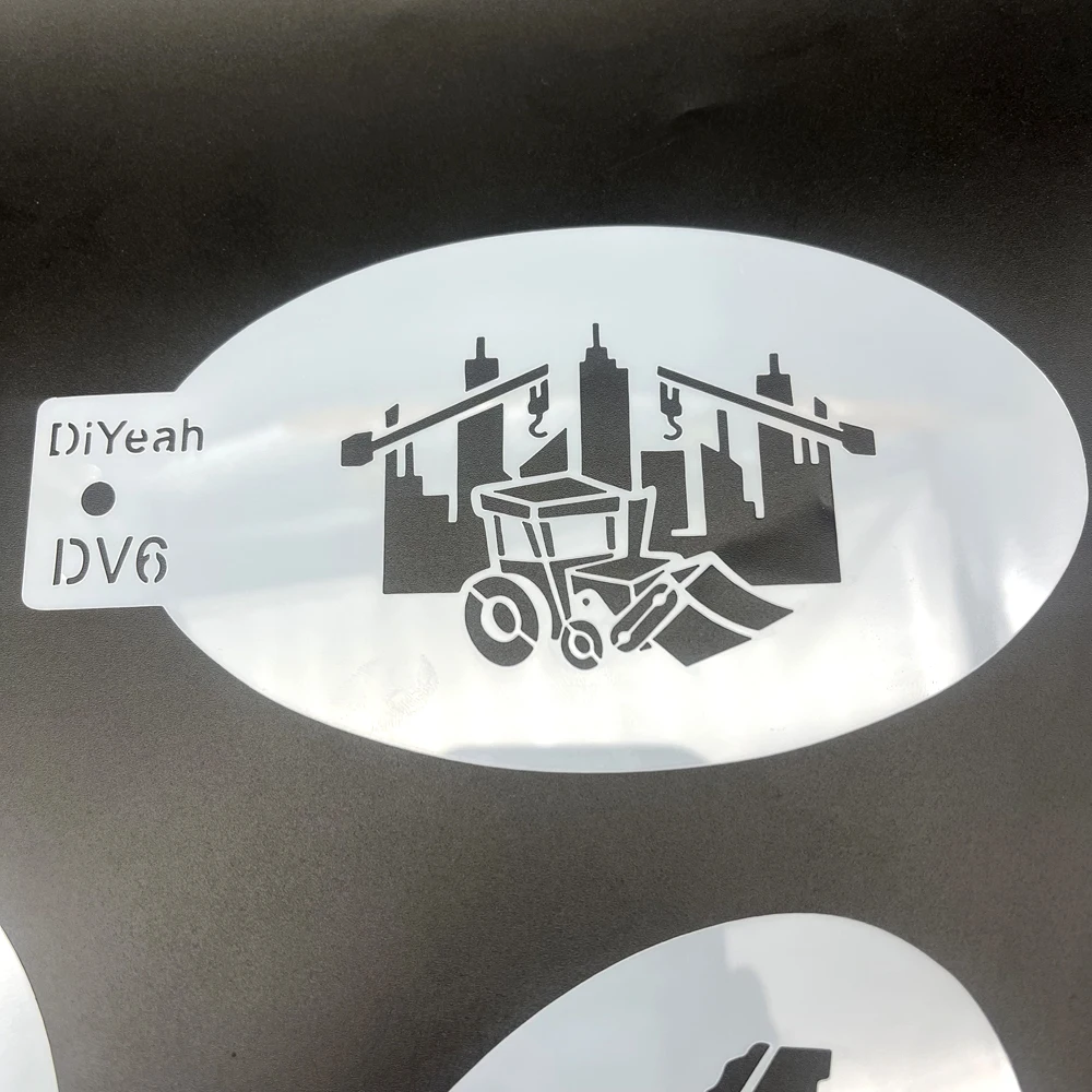 Face Body Paint Stencils Engineering Vehicle Excavator Dump Truck Mixer Truck Fire Tractor Bulldozer Tank Train Helicopter face painting template henna tattoo stencils