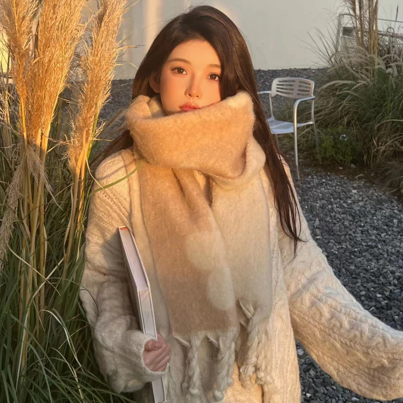 

Autumn/winter Cashmere Scarf New Warm Style Women's Bag Wool Cashmere Scarf Shawl Dual Use Thick Lovers Outdoor Scarf