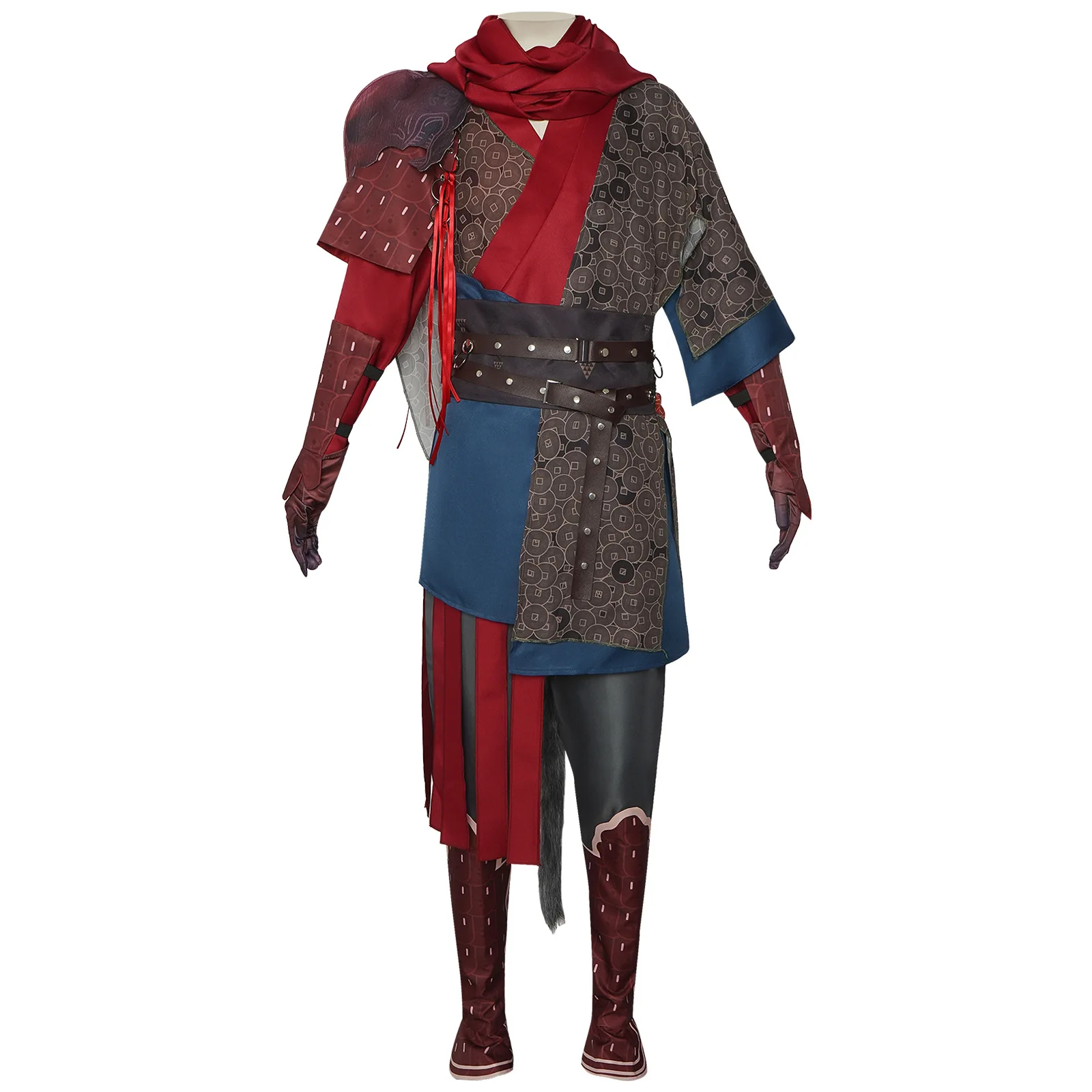 Black Myth: Wukong Sun Wukong Cosplay Costume with Red and Blue Armor for Adults