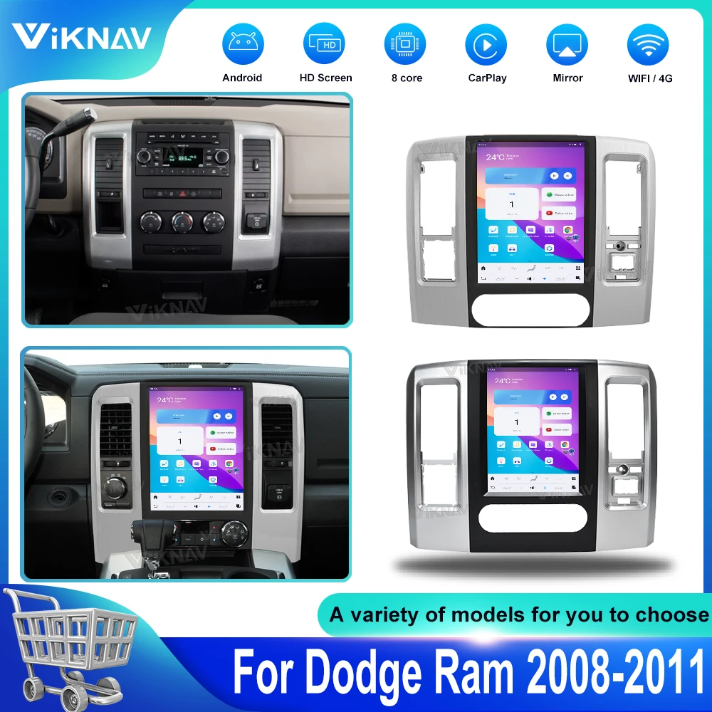 

Touch Screen GPS Navigation For Dodge Ram 2008-2011 Android Auto Carplay 12.1inch Car Radio Multimedia Stereo Video Player 128GB
