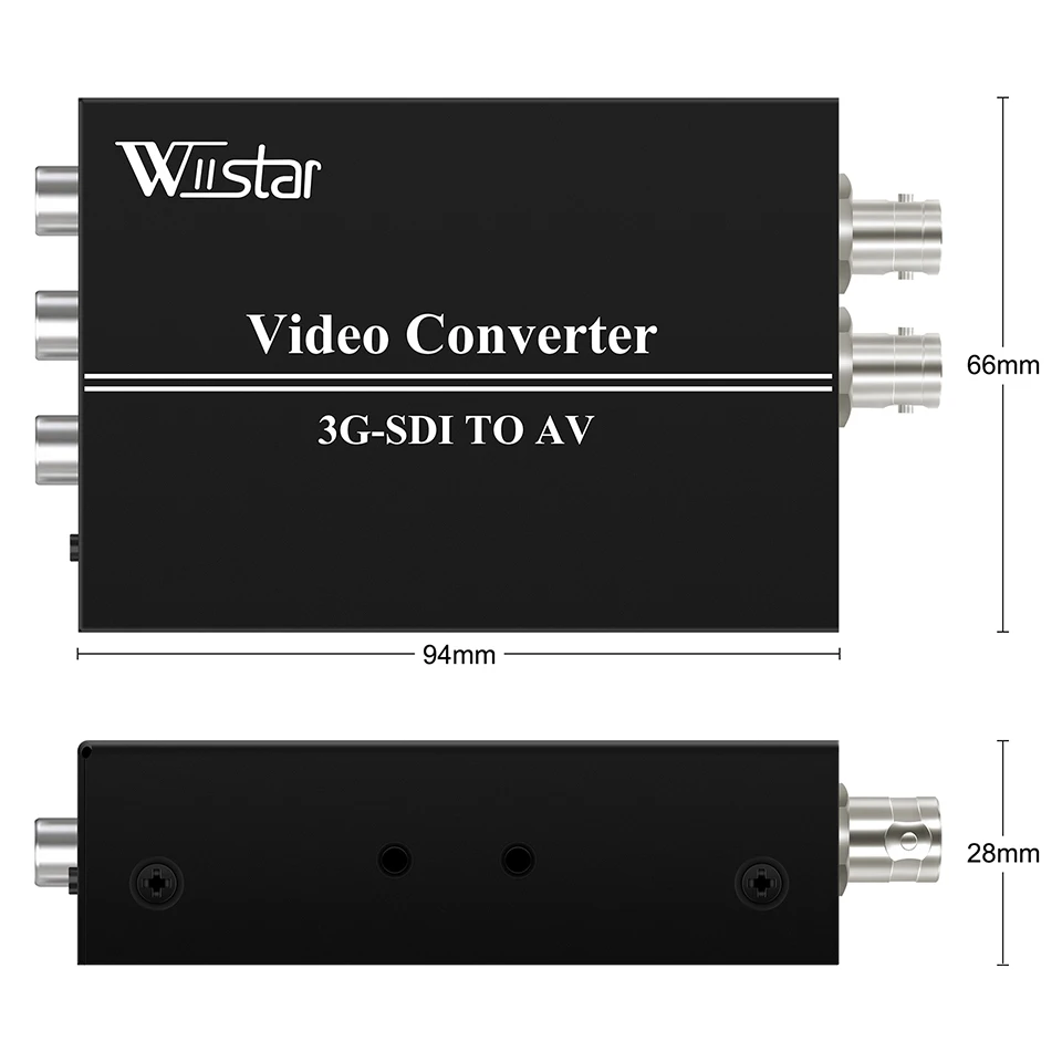 Wiistar HD/3G-SDI to AV CVBS Converter with SDI Loopout SDI to Composite RCA Audio Video Adapter for Projection monitor