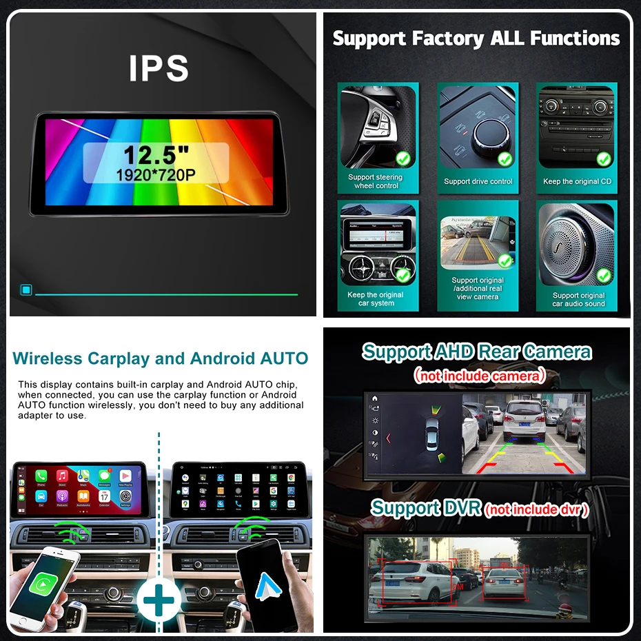 Radio para coche con pantalla táctil de 12,5 pulgadas, Carplay inalámbrico, Android 15, estéreo 1920*720P para BMW X5 F15 X6 F16 2014-2017 NBT, Bluetooth, autorradio, reproductor Multimedia 2DIN, navegación GPS 5