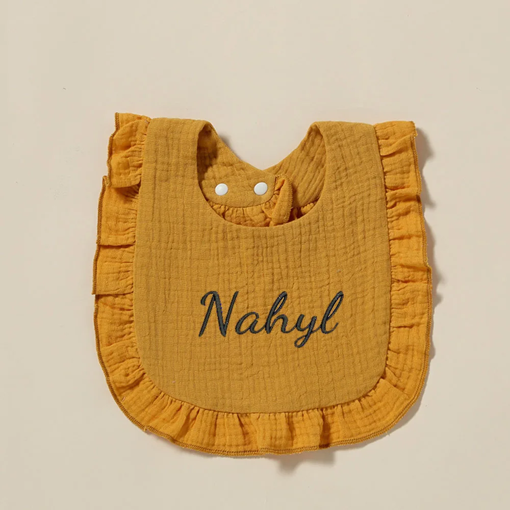 

Baby Solid Color Bib, Baby Gift Personalized Embroidery, Newborn Gift Customized Name, Children's Baptism Saliva Bib