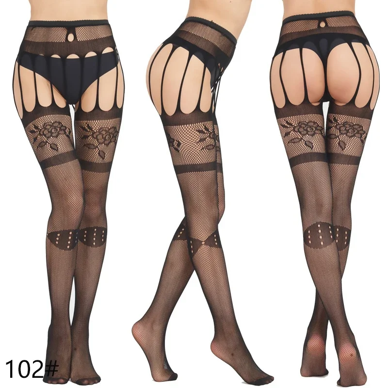 Women's Sexy Underwear Pantyhose Erotic Stockings Body Stockings Mesh Open C Suspenders Hollow Fishnet Lace Leggings sexy lingerie women tights