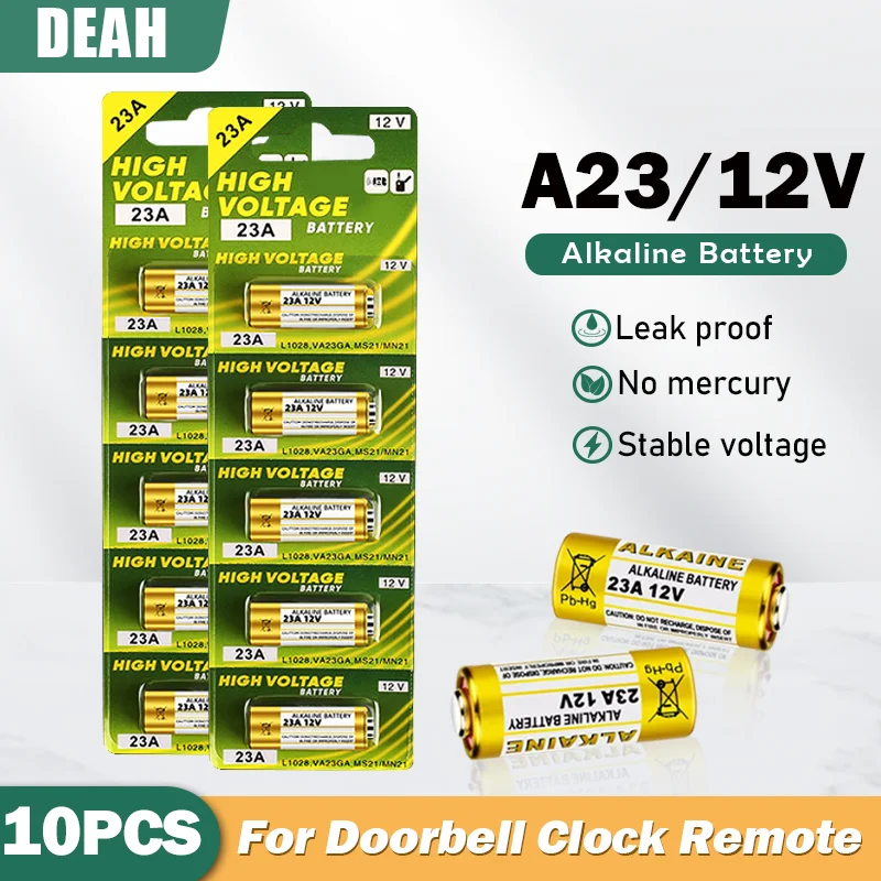 10PCS-A23-12V-Alkaline-Battery-23A-23GA-A23S-E23A-EL12-MN21-V23GA-GP23A ...