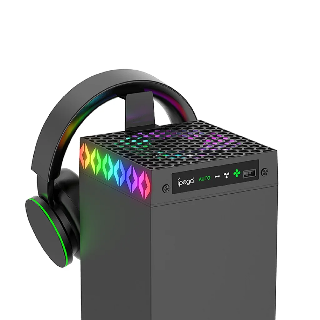 IPEGA Xbox Series X Cooling Fans With RGB Light,Game Console Temperature Control Supports Headphone Storage PG-XBX026S