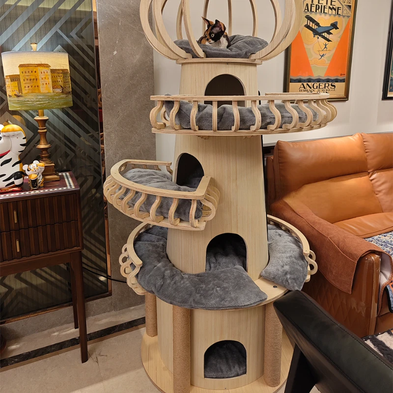 

Solid wood cat castle Muppet multi-cat family can use large cat climbing frame.
