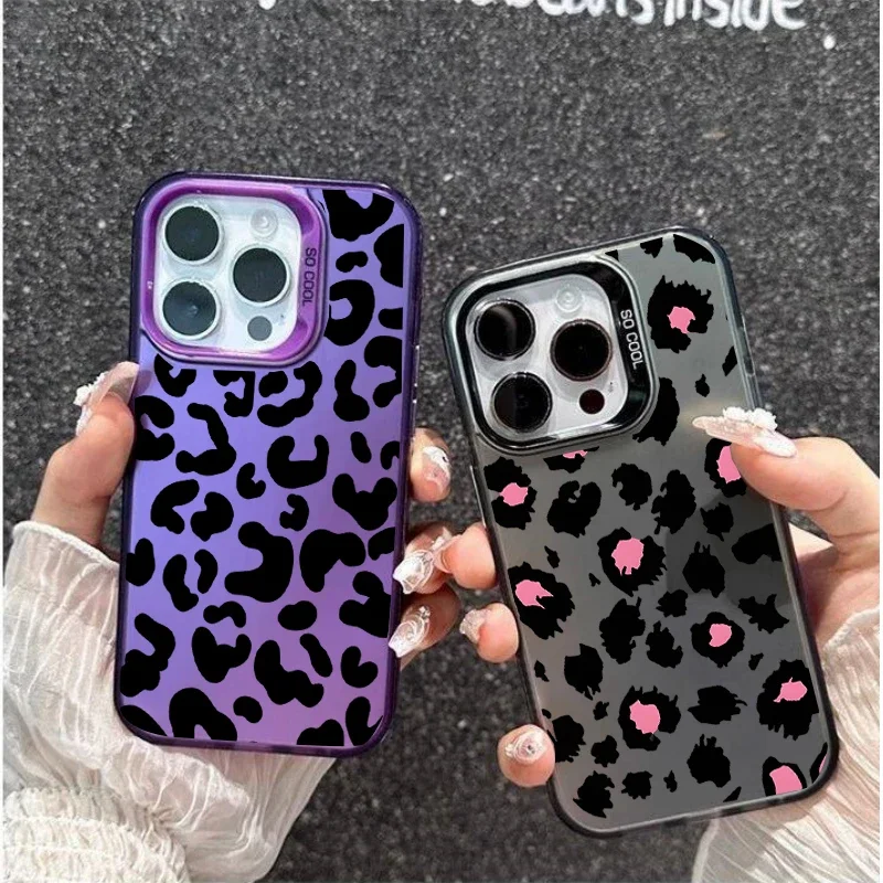 Leopard Print Plating Protective Phone Case