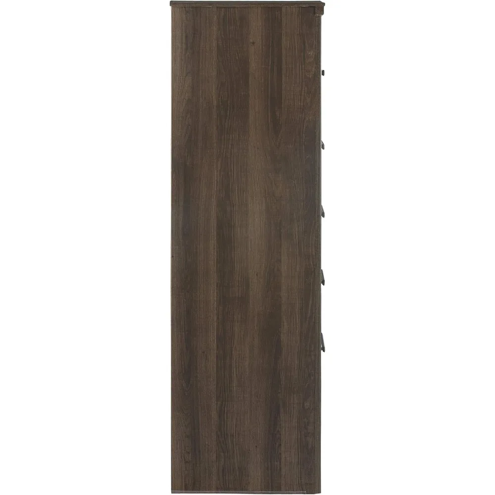 Juararo Rustic 5 Drawer Chest of Drawers, Aged Dark Brown 5