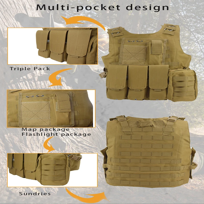 

Military Outdoor Tactical Vest Army Combat Air Gun Color Ball Molle Bulletproof Vest Camouflage Hunting Protective Equipment