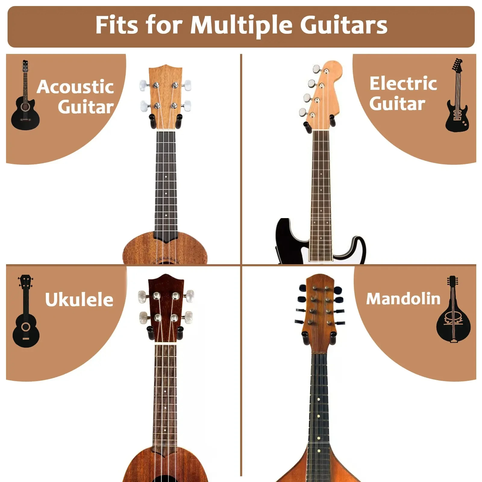 Wall Mount Guitar Hanger Hook Non-slip Holder Stand for Acoustic Guitar Ukulele Violin Bass Instrument Accessories