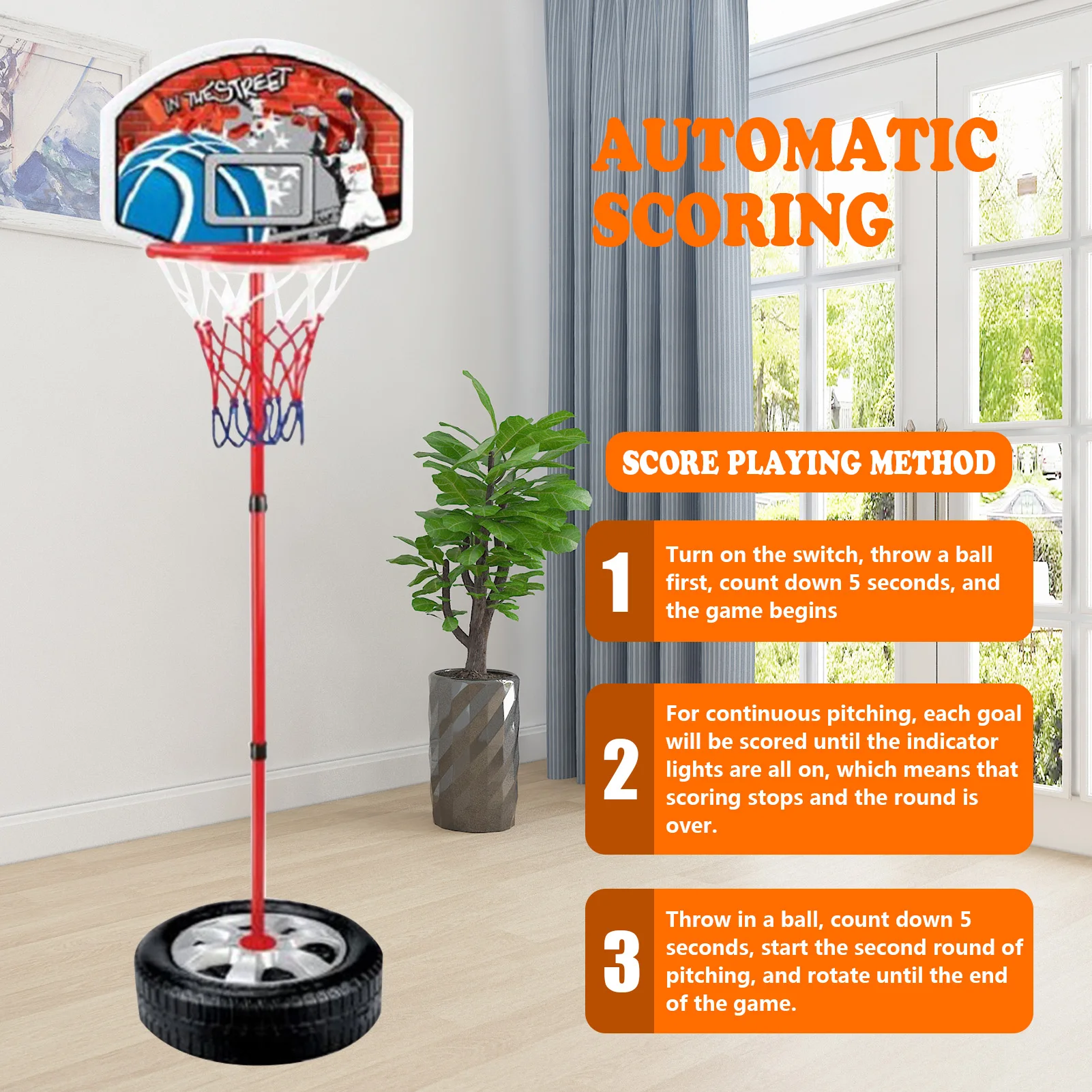 Adjustable Height Kids Basketball Hoop Kids Basketball Hoop With Electronic Scoreboard For Outdoors & Indoors Gifts For