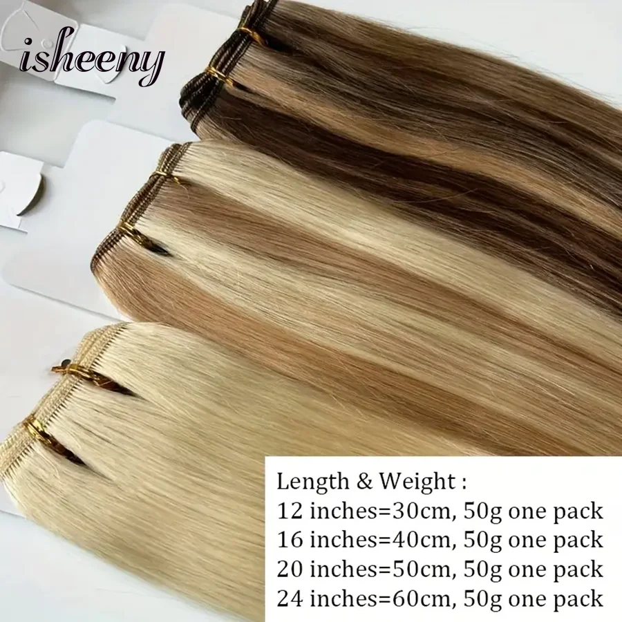 Highlight Blonde Human Hair Weft 12-22 Inches Double Weft Hair Bundles Sewing In Hair Weaves 50g/bundle For Women - 2
