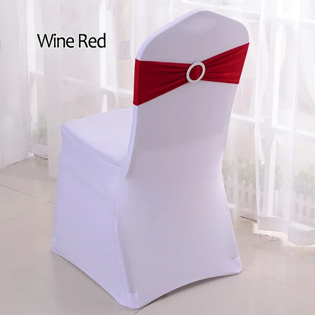 Housses de chaise extensibles en Lycra et Spandex, 50 pièces/lot, bandes avec boucle coulissante pour décorations de mariage, vente en gros, ceintures de chaise avec nœud 3