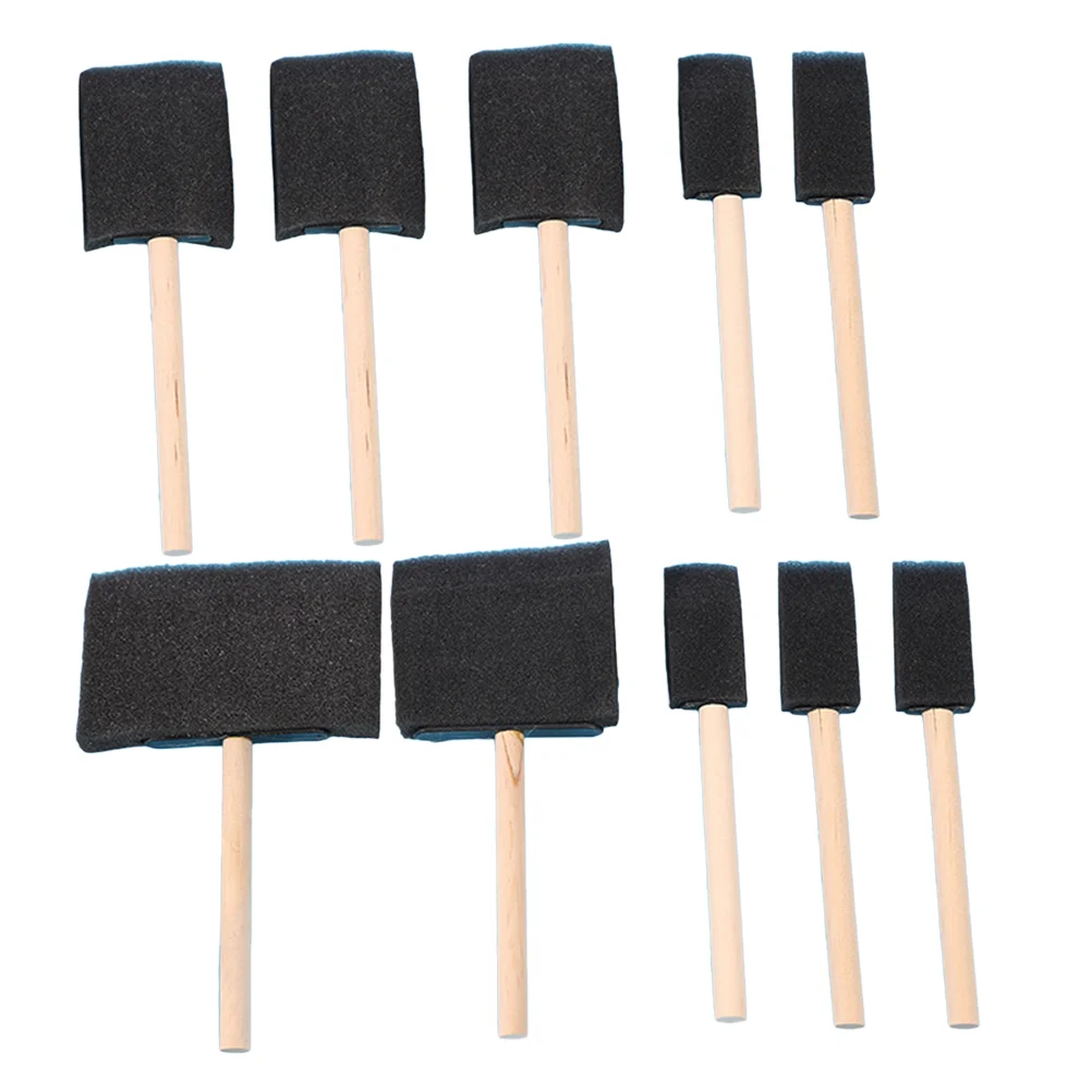 10pcs Sponge Brush Wood Handle Brush DIY Painting Stencil for Stains Varnishes Craft 1inch 2inch 3inch 4inch