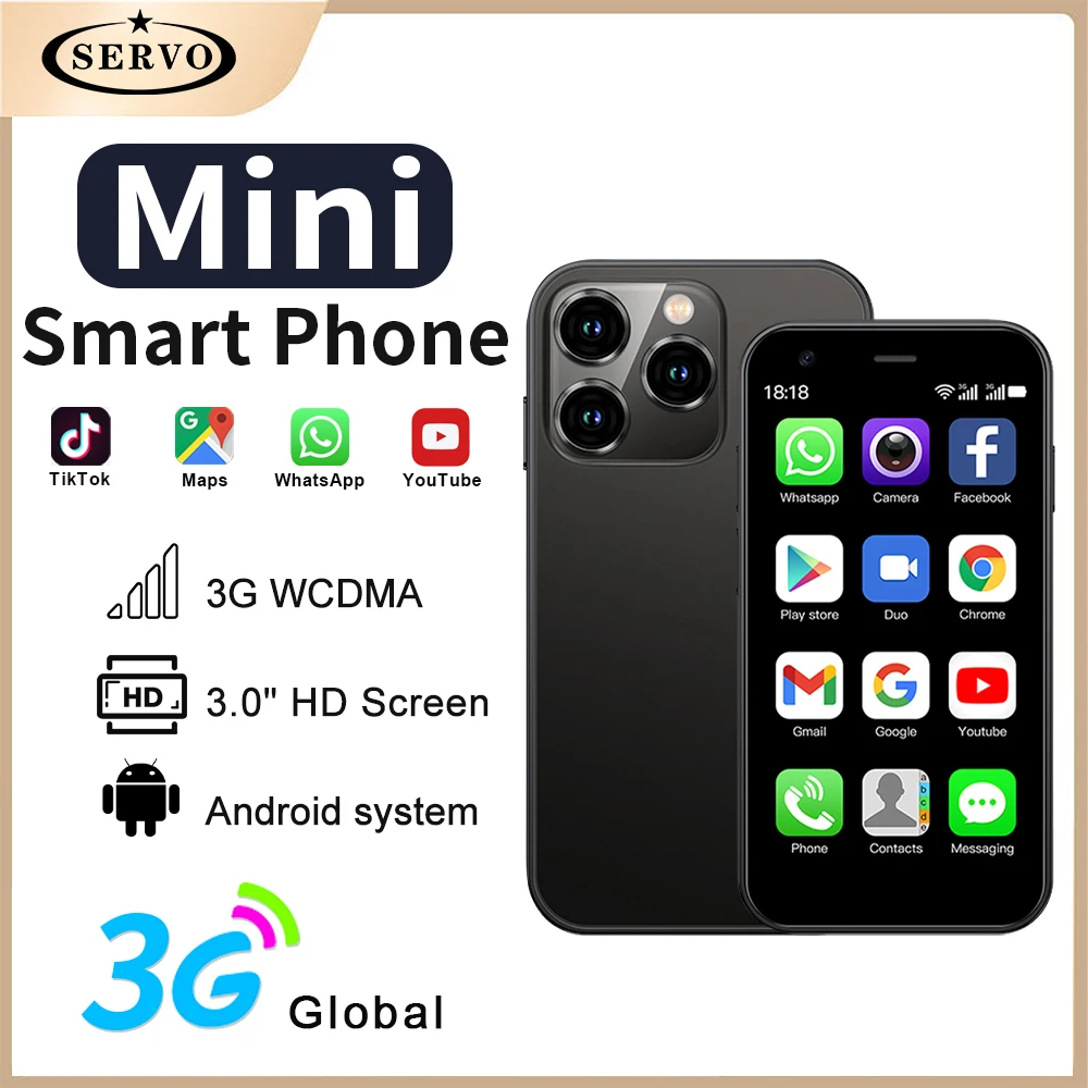 SERVO 15SE Small Smartphone 2 SIM WCDMA Android 8.1 RAM 2GB ROM 16GB GPS WIFI 3.0 Screen Mini Portable Mobile Phone Cheap Price xgody a70 smartphone android 8 1 6 inch screen mobile 2gb 16gb mtk6580 quad core dual sim 5mp camera gps wifi 2800mah cell phone