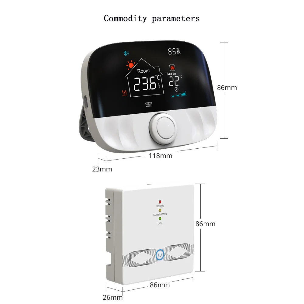 Programmable Child Lock Energy Saving Tuya RF433 Wireless Temperature Controller Wiring Free Gas Wall Mounted Furnace Thermostat