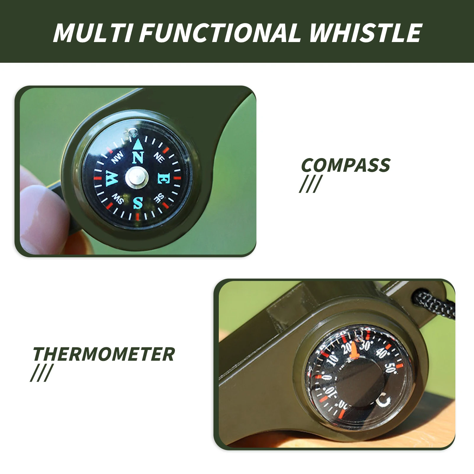 Outdoor High-frequency Survival Whistle 3-in-1 High Pitched Whistle With Compass For Camping Hiking Outing Wild Survival Sports