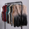 Luxury Women's Genuine Premium Long Hair Rabbit Fur Knit Vest Raccoon Fur Trim Gilet Lady Sleeveless Waistcoat Real Fur Jacket 1