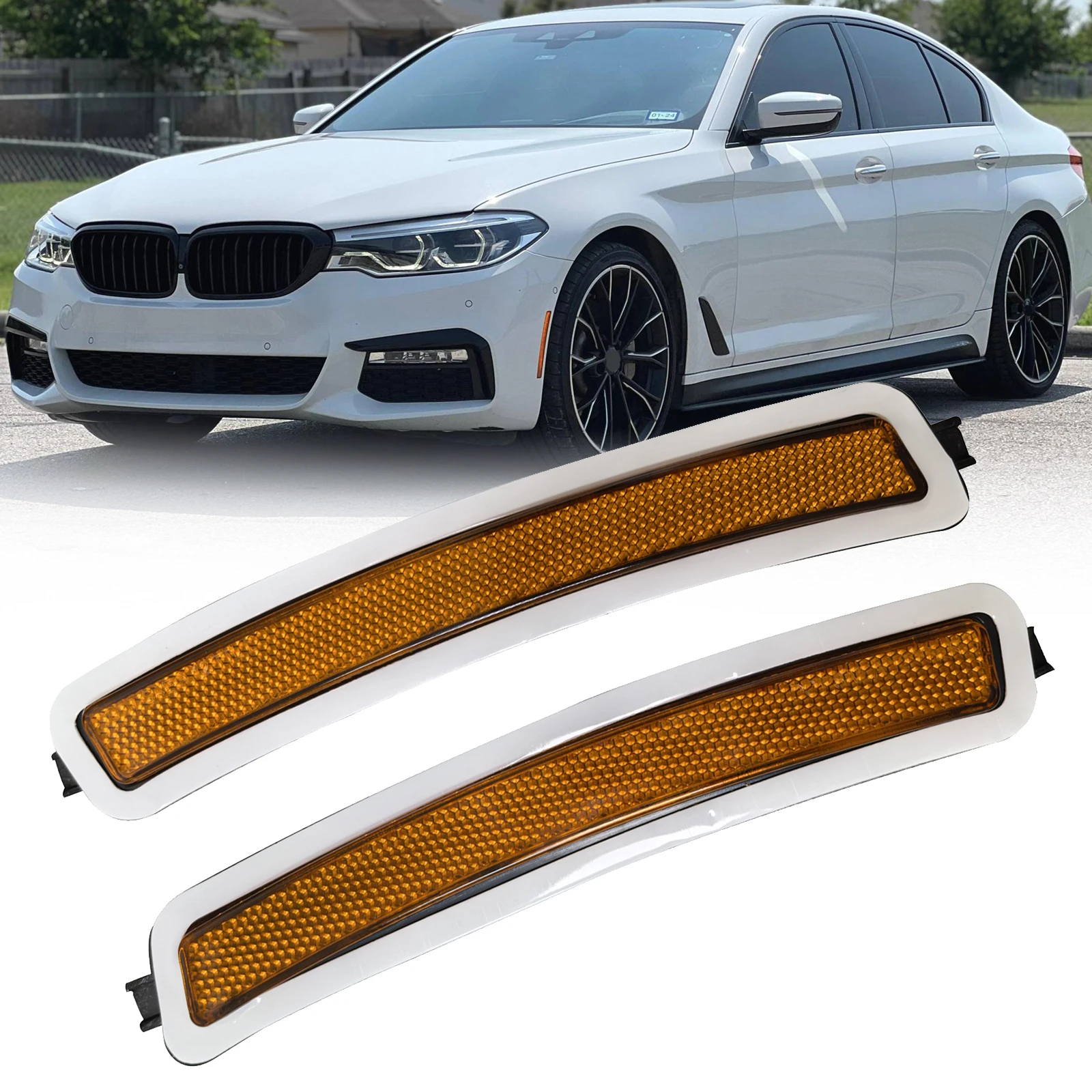 BMW 2017-2022 G30 530 540 550 M5 프론트 범퍼 사이드 마커 반사경 스모크/옐로우