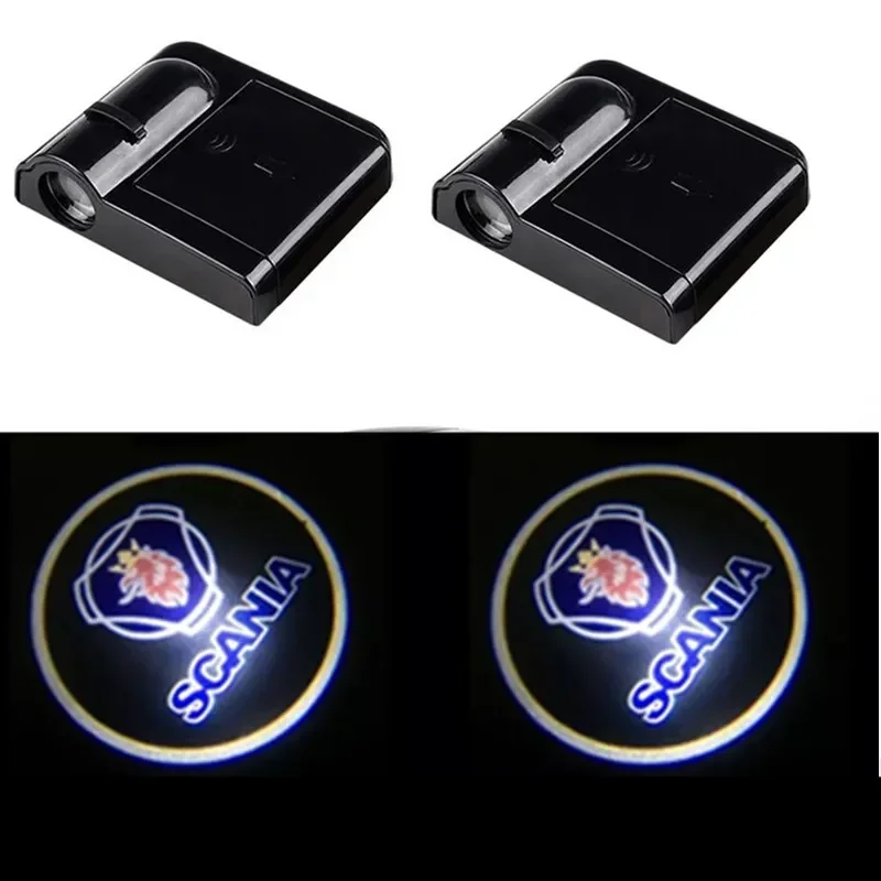 2Pcs Led Car Door Logo Light Hd Laser Welcome Lamps Per Tamiya Scania R620 R470 Laser Cortesia Ghost Shadow Lamps Interior