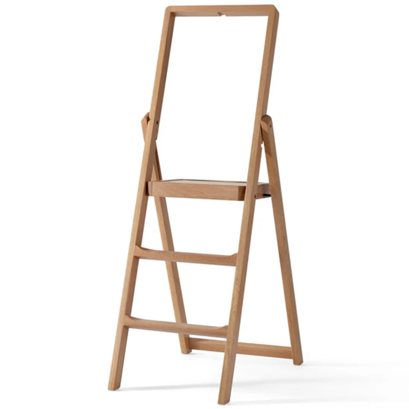 

Small Solid Wood Ladder Home Indoor Three-Step Herringbone Folding Stair