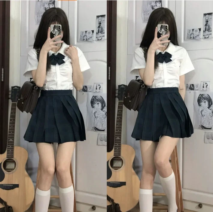 일본 교복 여학생 JK 슈트 허리 조절 셔츠 넥타이 섹시한 여학생 세일러복