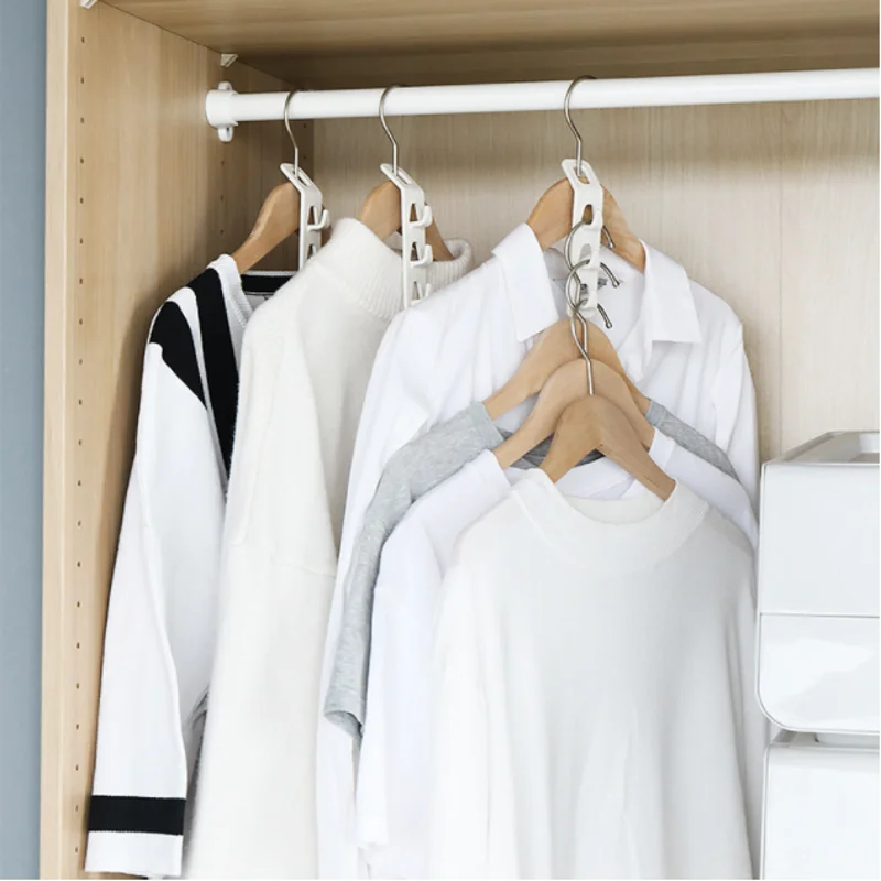 AHOME Clothes Hanger Connector Hooks White Folding Storage Holder Cloth Hanger  Connection Hook Space Saving