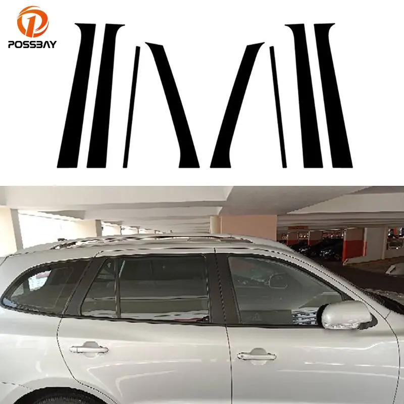 8Pcs Car Pillar Posts Window Molding Cover Trims Decoration Stickers