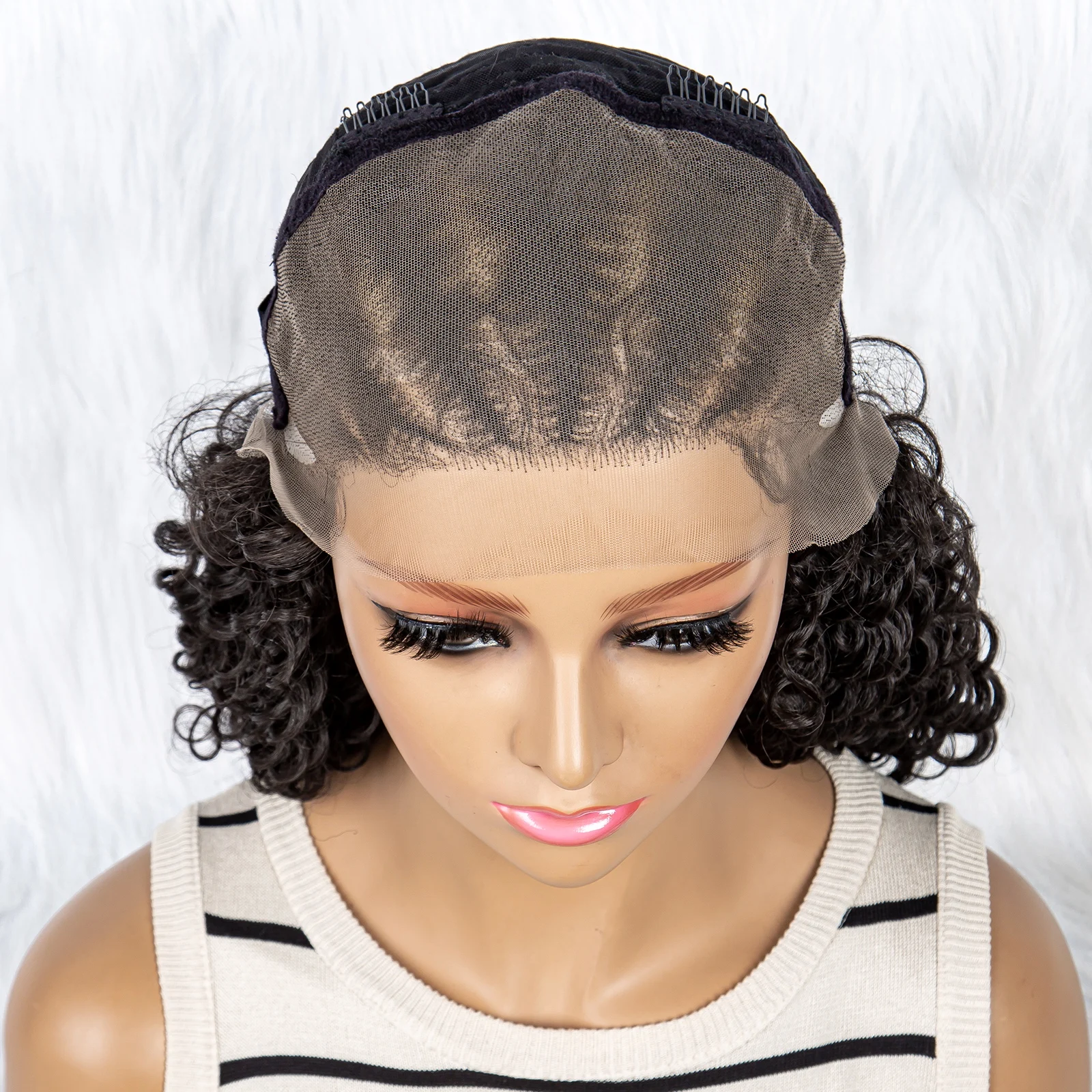 Braided Synthetic Lace Front Wig With Baby Hair For Black Women Kinky Curly Hair Curly Bob lace front wig lace wigs womens synthetic wigs synthetic wigs