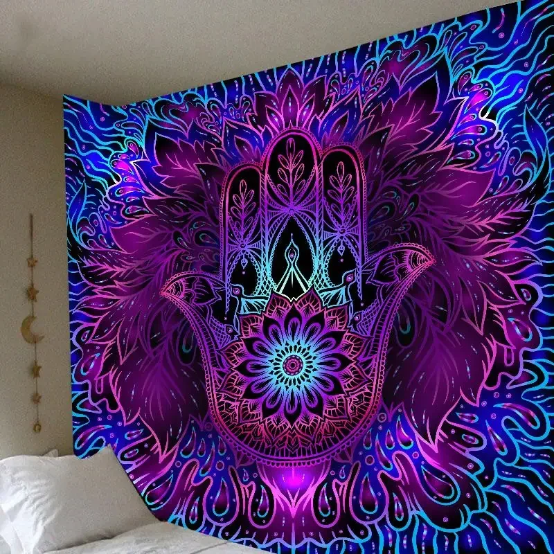 Tapestry Dream Catcher Tapestry with Moon Feathers Large Bohemian Mandala Ceiling Decor Rug Wall Grid Hippicopter
