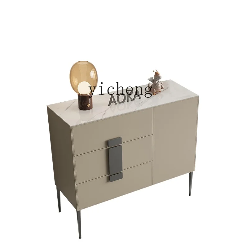 

XC Light Luxury Delifeng Stone Plate Sideboard Cabinet Living Room Saddle Leather Locker Modern Bedroom