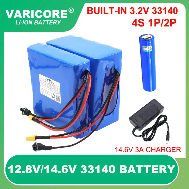 

12.8V 48ah 16AH 32AH 3.2V 33140 lifepo4 Cell diy 4S 14.6v ebike e-scooter power tools Battery pack with BMS 25A+ 3A Charger