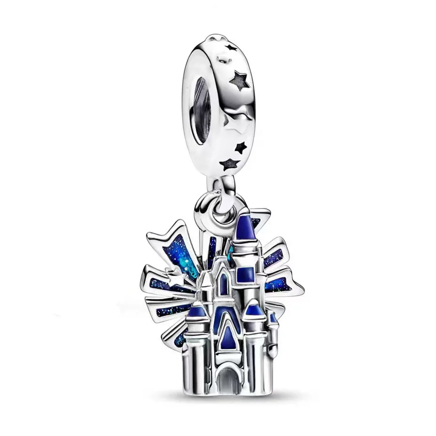 

Fashionable 925 Sterling Silver Blue Windmill Castle Pendant Charm Fit Pandora Original Women's Bracelet Boutique DIY Jewelry