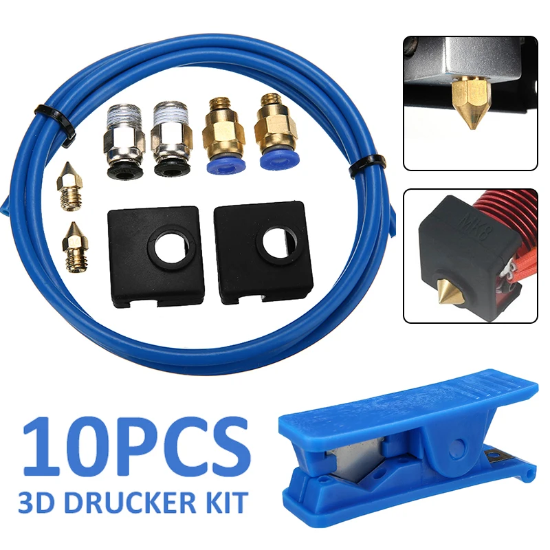 

PC4-M6/PC4-M10 Pneumatic Connector With 1M PTFE Pipe+MK8 Rubber Sleeves+MK8 Brass Nozzles Printer Parts For Ender 3/3 V2/Pro