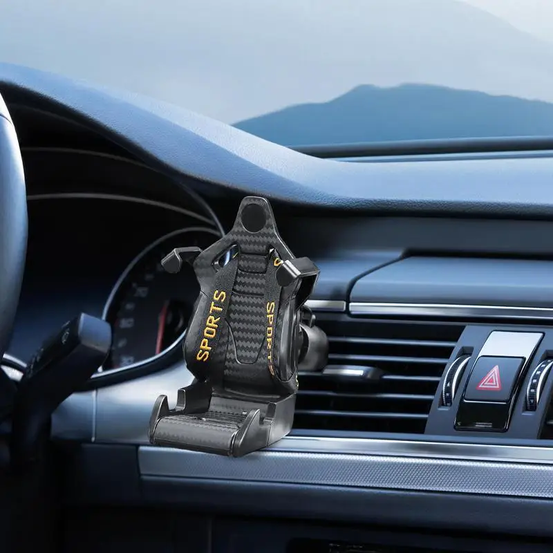 Car Vent Phone Holder Mount Automatic Adjustment Cell Phone Bracket With Racing Seat Design Car Hands-Free Phone Mount For Truck