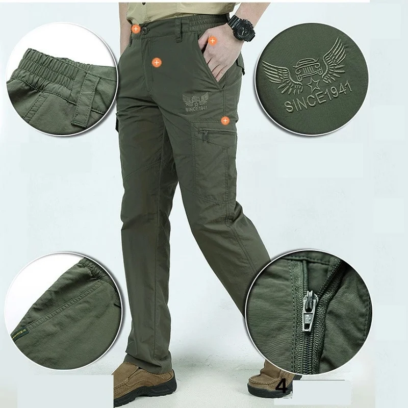 

Thin Army Military Pants Tactical Cargo Trousers Men Waterproof Quick Dry Breathable Pants Male Casual Slim Bottom Trouser 4XL