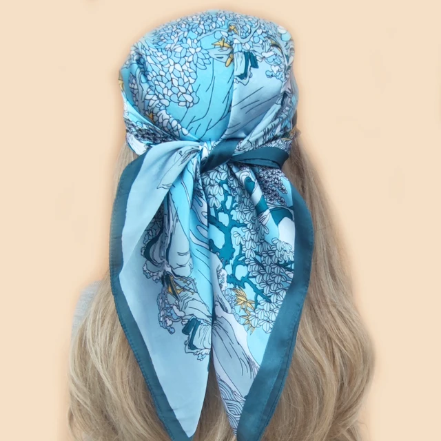  - The Four Seasons Design Scarves 2023 Luxury Style Square Kerchief Popular 70X70CM Beach Headscarf Women New Sunscreen Silk Hijab