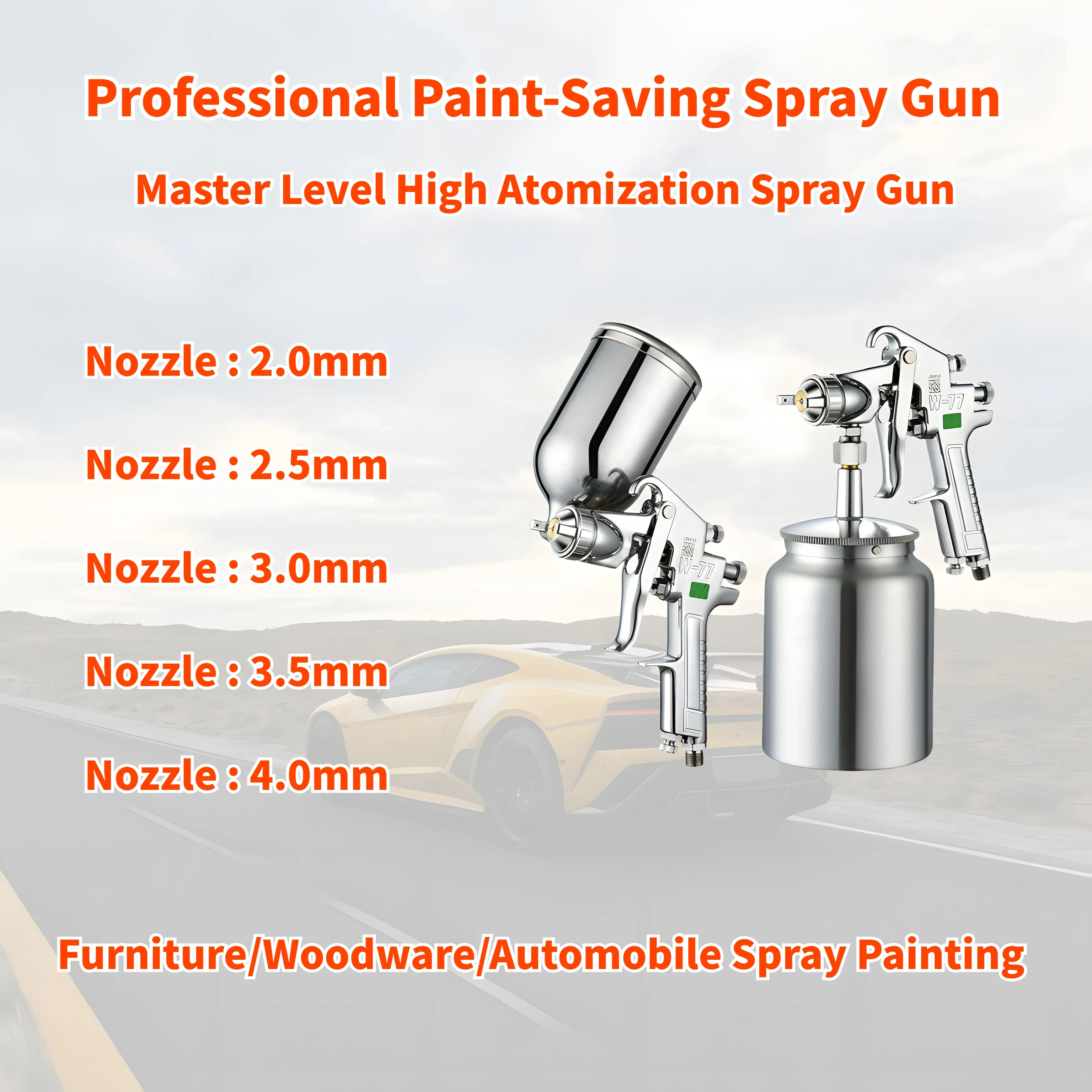 

2.0/2.5/3.0/3.5/4.0mm Spray Paint Gun Car Finish Furniture Paint High Atomization Professional Paint-saving Pneumatic Spray Gun.