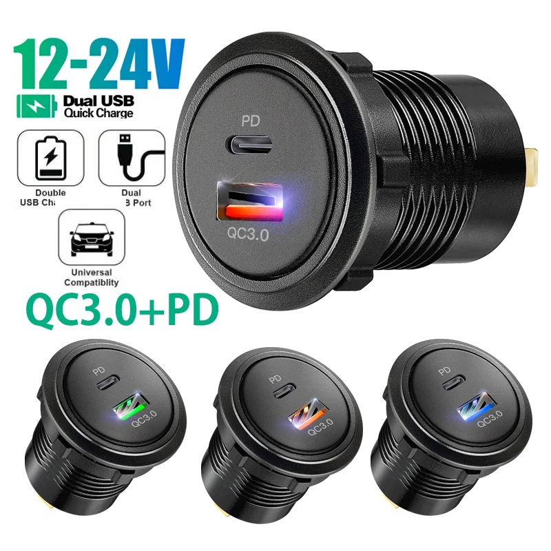 High-Speed Type C USB Car Charger with Built-in 12V Socket Adapter