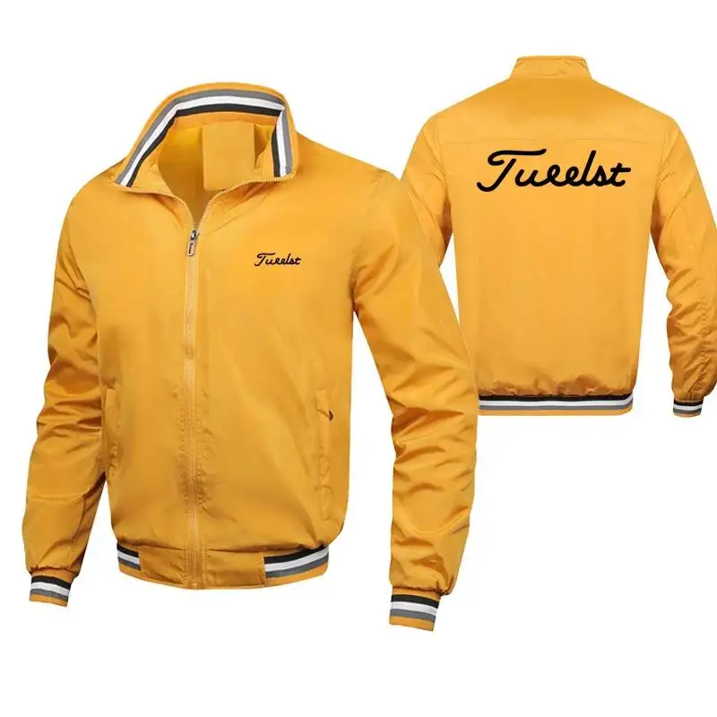 Spring and Autumn Men's Golf Brand Printed Standing Neck Casual Zipper Jacket Outdoor Sports Coat Windbreaker Windproof