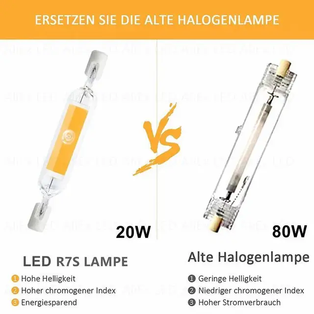 Tube LED R7s 78mm remplace tube halogène 48W - DURALAMP LF1970W