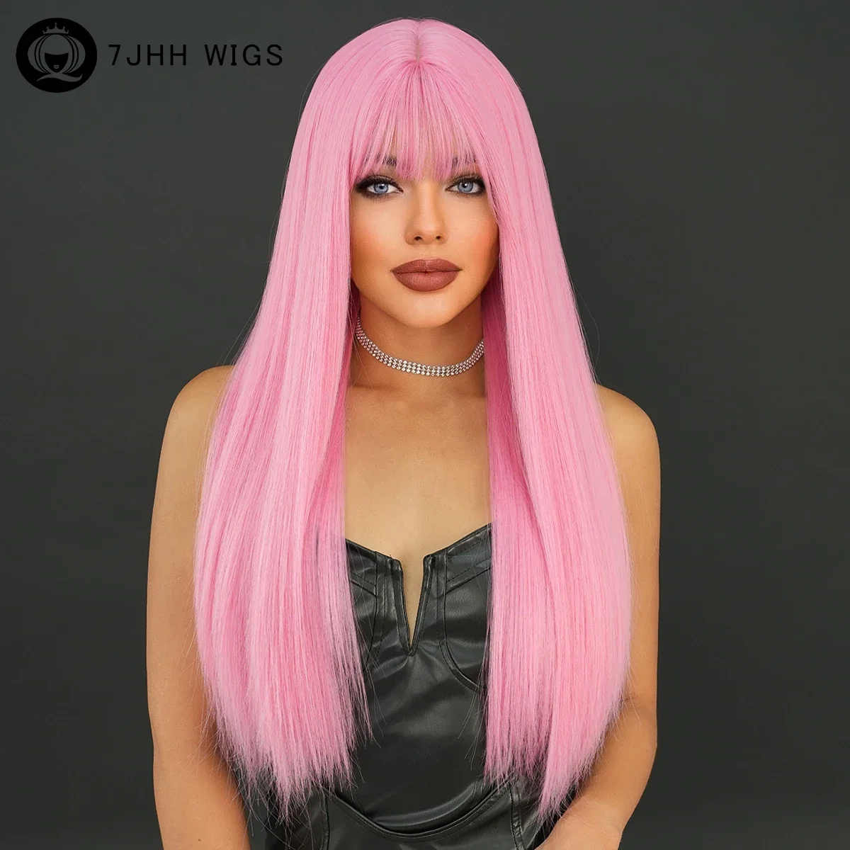 ★送料・関税込★NOFFICIALNOFFICE★LONG ROSE HAIR PIN★ Long Straight Pink Wig for Women Daily Party Natural Looking