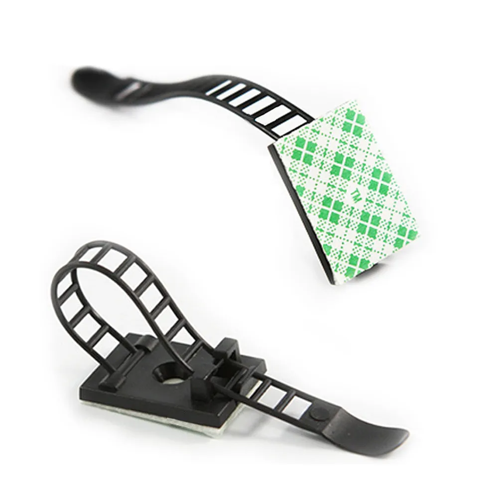 50개 조절 가능한 케이블 클립, 자가 접착식 코드 정리 홀더 클램프, 가정 사무실 책상 케이블 관리 와이어 클립