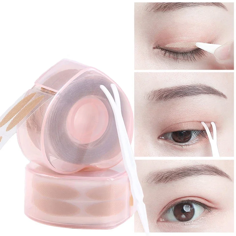 Invisible Lace Mesh Eyelid Paste Sticker Self-adhesive Double Eyelid Tape with Water Olive-shaped Big Eye Makeup Tool Lift Strip