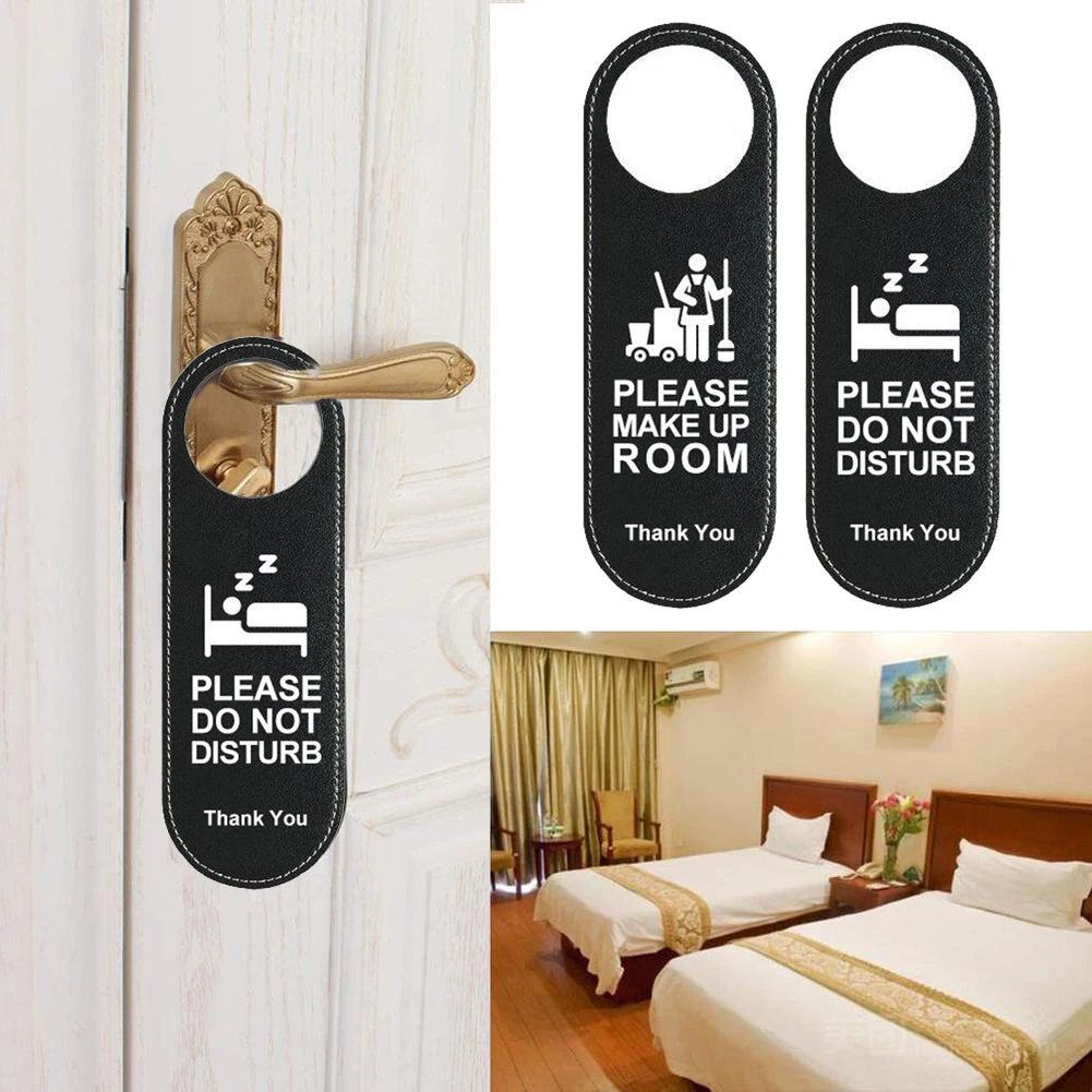 „Bitte Nicht Stören“ Türschild Aus Leder – Doppelseitig, Schwarz/silber, Für Hotel & Zuhause