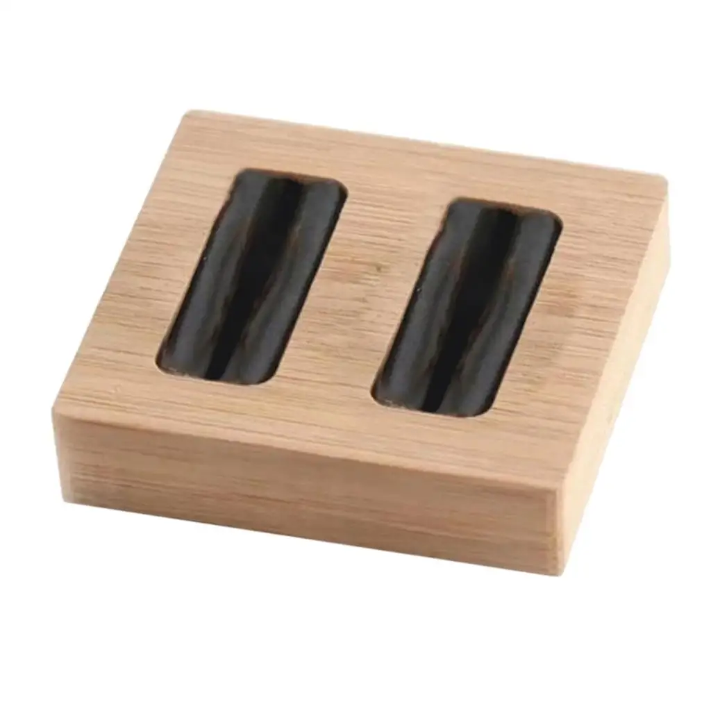 

2xWooden Earrings Rings Jewelry Display Tray Organizer Holder 2 Slots Black