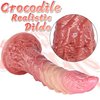 Silicone Deformed Penis Realistic Crocodile Anal Dildo Adult Sex Toys Female Masturbation G-spot Massage Suction Cup for Couple Distributor Silicone Deformed Penis Realistic Crocodile Anal Dildo Adult Sex Toys Female Masturbation G spot Massage Suction