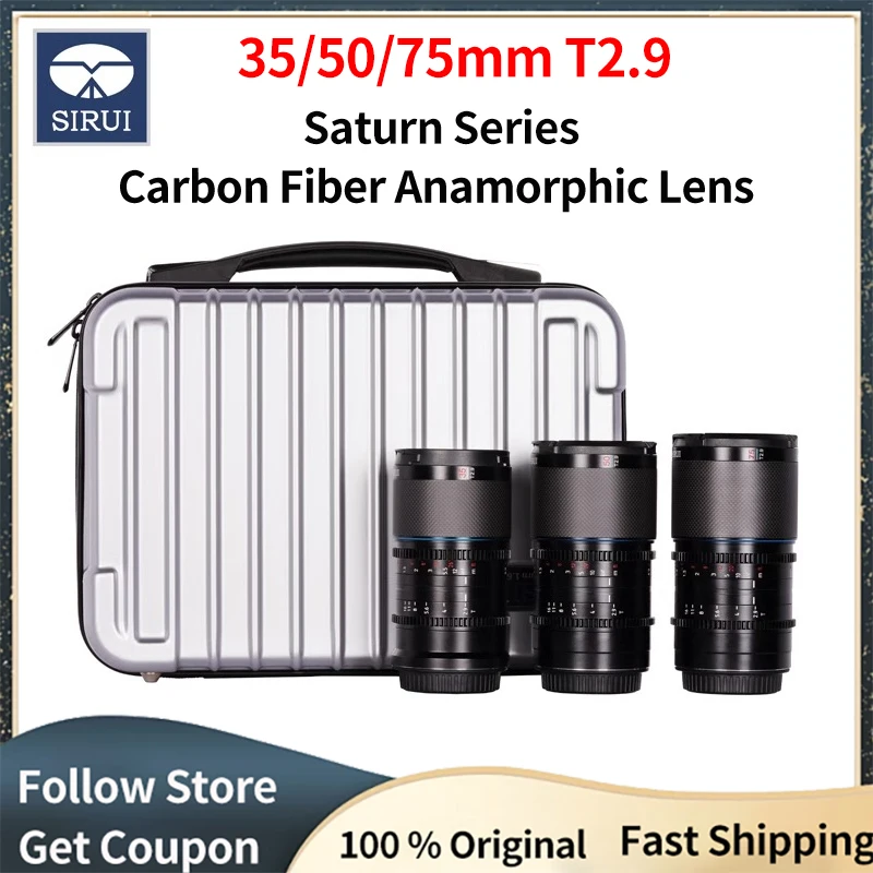 시루이 사투르누스 35mm 50mm 75mm T2.9 1.6X 카본 파이버 풀프레임 아나모픽 렌즈 (캐논 RF, E, 니콘 Z, 라이카 L 마운트용)